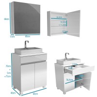 MILA komoda łazienkowa 60cm + szafka z lustrem